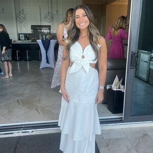 Farm-Rio Elegant White Tiered Maxi Dress